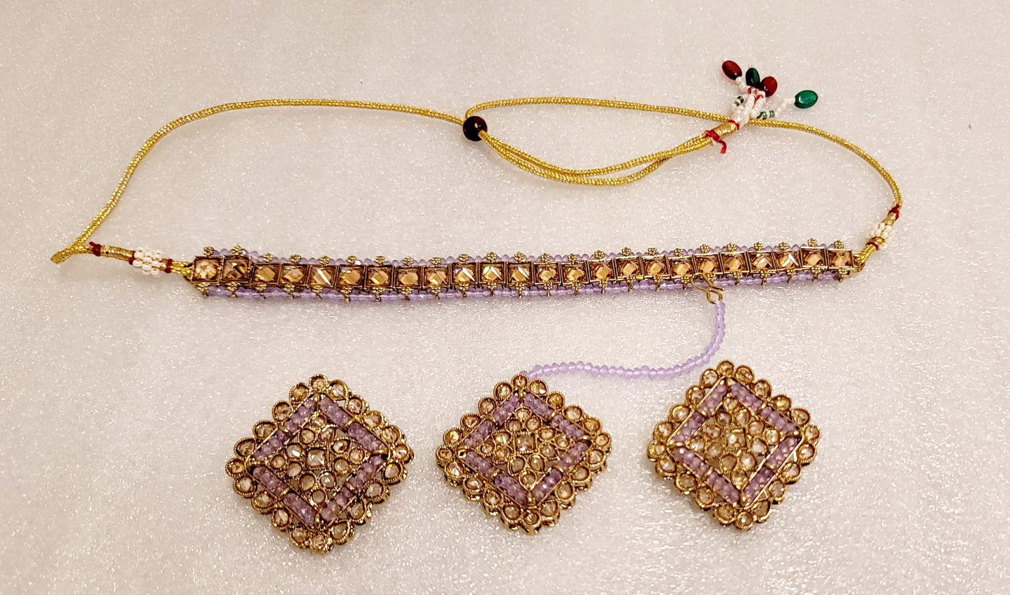 Very Stylish & High End Reverse Polki Choker Set.