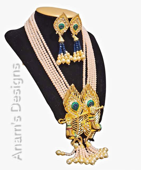 Hare Krishna long necklace with earrings