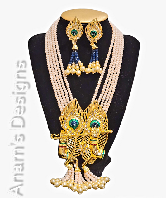 Hare Krishna long necklace with earrings