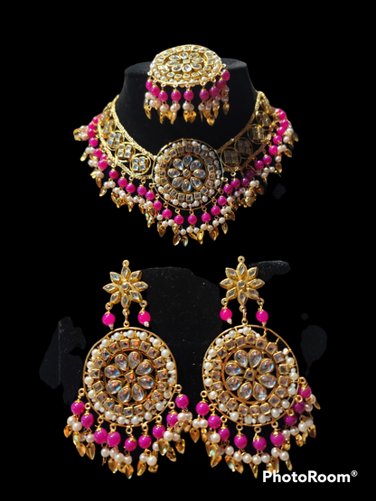 Pippal Patti & pearl Choker Set with mirror work