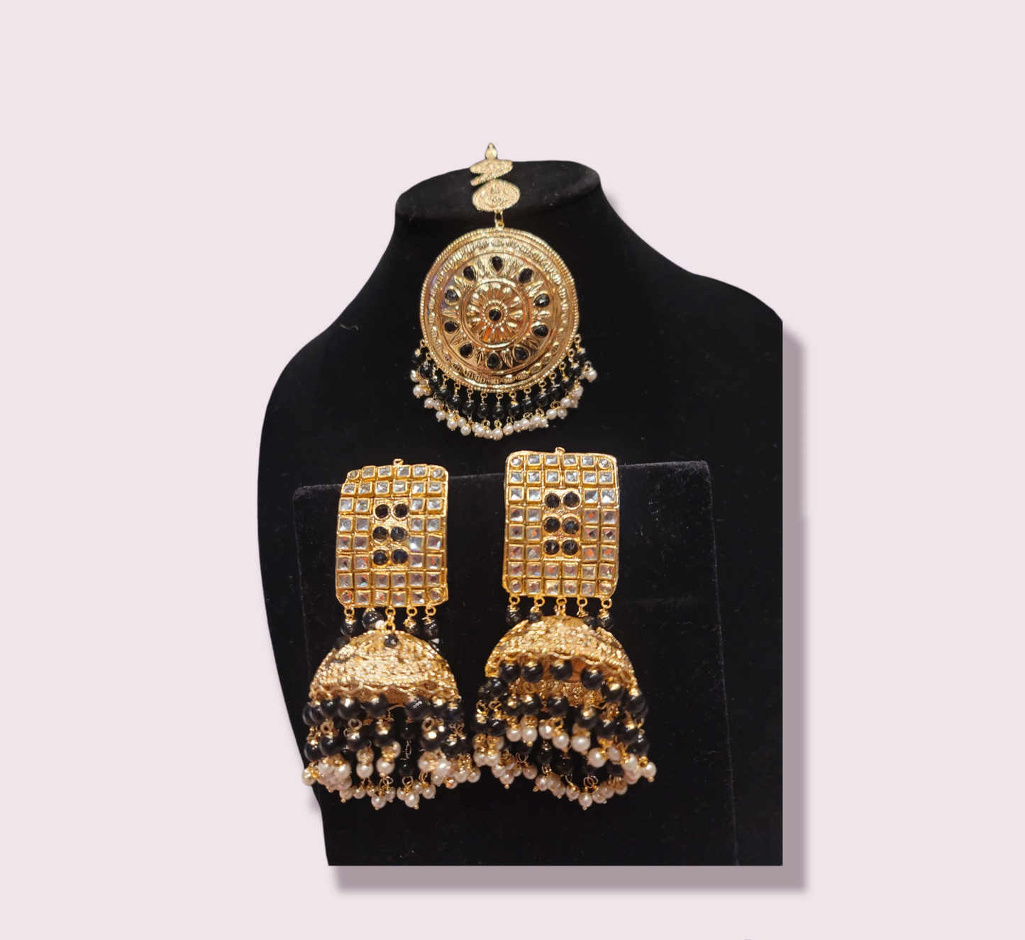 Very lightweight Oversized Jhumkis & Tikka Set