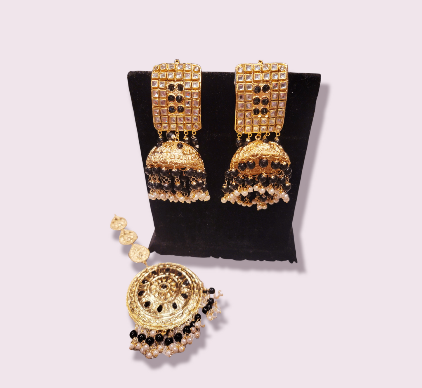 Very lightweight Oversized Jhumkis & Tikka Set