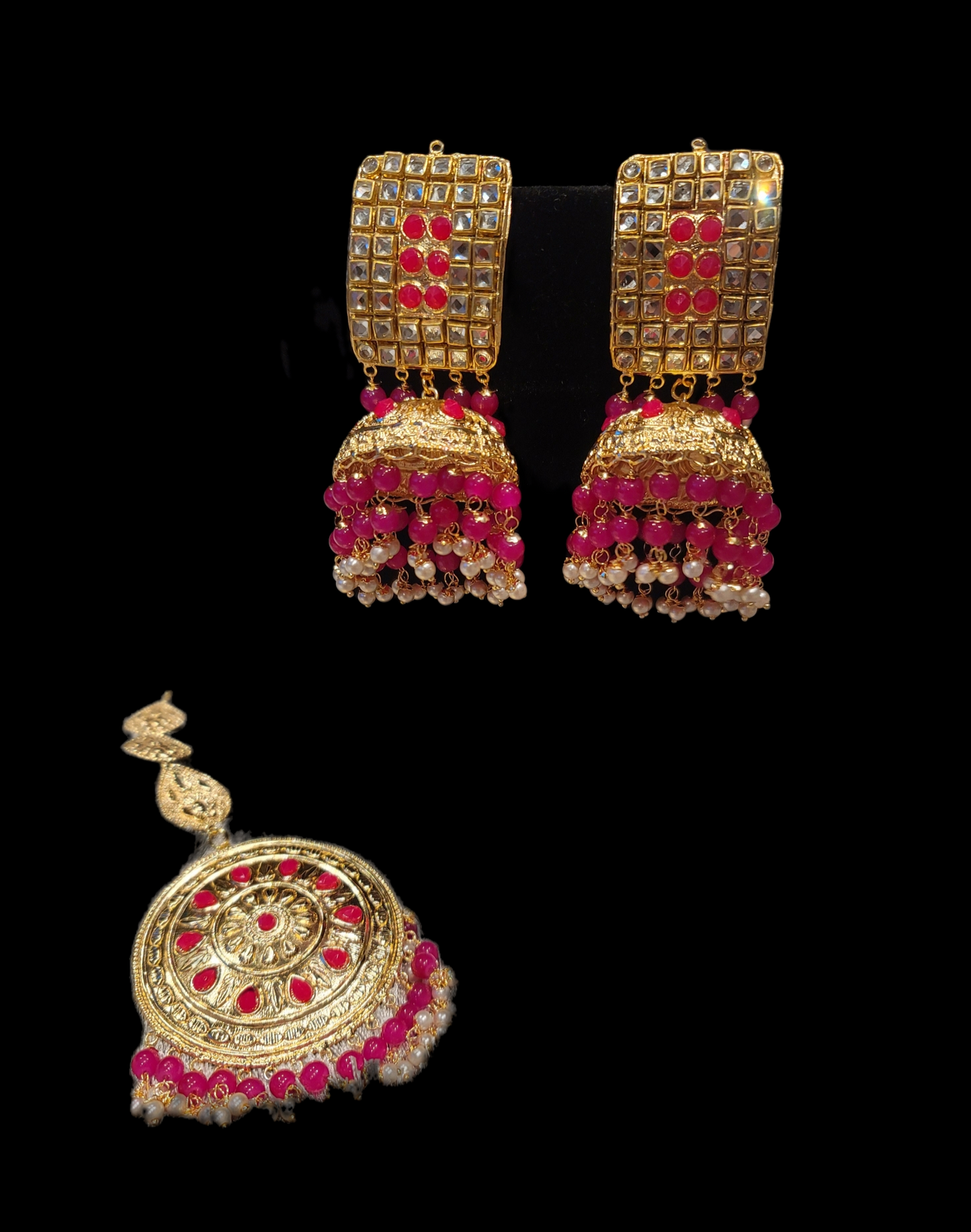 Very lightweight Oversized Jhumkis & Tikka Set