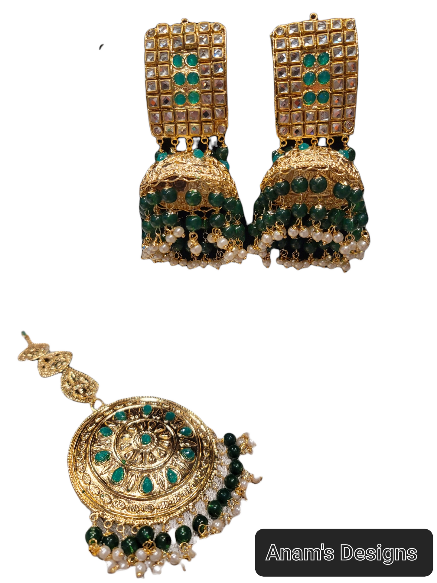 Very lightweight Oversized Jhumkis & Tikka Set