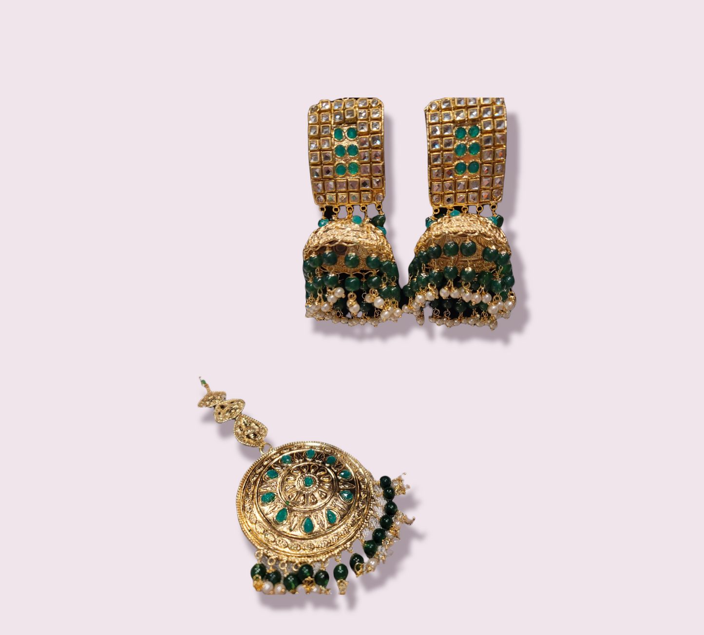 Very lightweight Oversized Jhumkis & Tikka Set