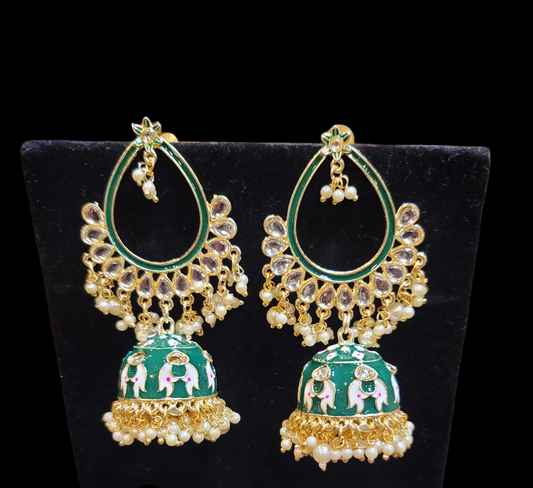 Meenakari Jhumki earrings