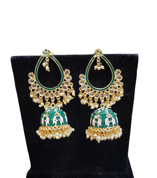 Meenakari Jhumki earrings