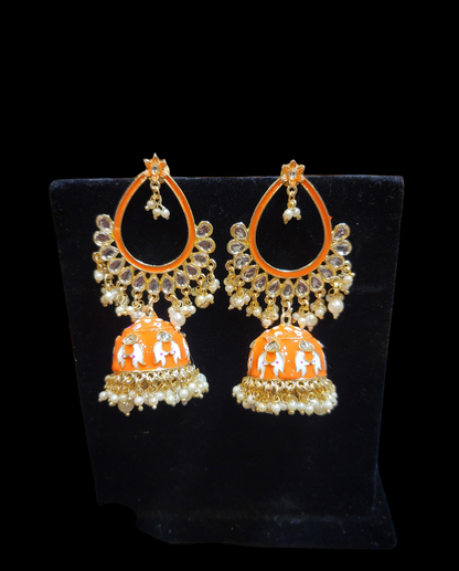 Meenakari Jhumki earrings