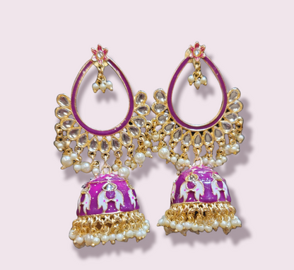 Meenakari Jhumki earrings