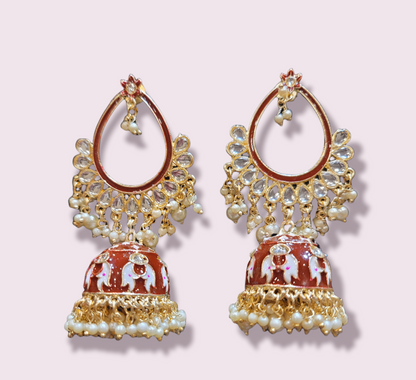 Meenakari Jhumki earrings