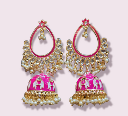 Meenakari Jhumki earrings