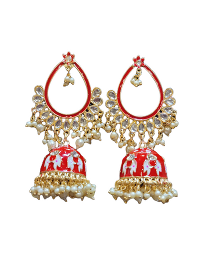 Meenakari Jhumki earrings