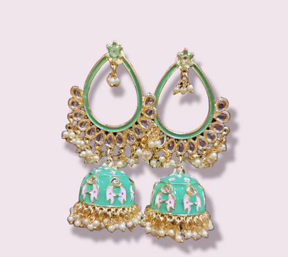 Meenakari Jhumki earrings
