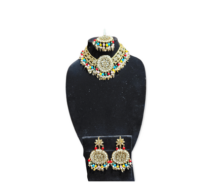 Pippal Patti & pearl Choker Set with mirror work