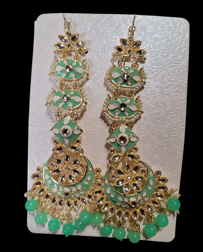 Heavy Kundan Jhumki Set with Saharas