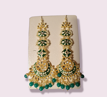 Heavy Kundan Jhumki Set with Saharas