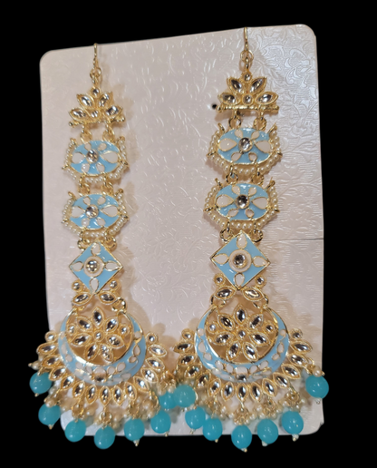 Heavy Kundan Jhumki Set with Saharas