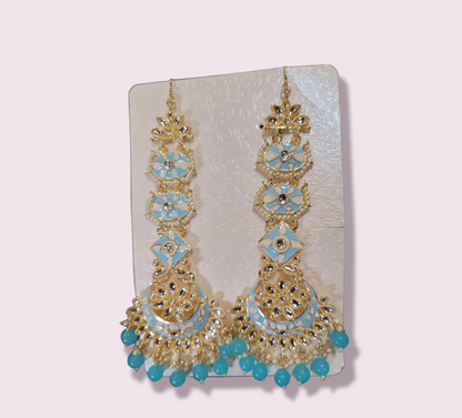 Heavy Kundan Jhumki Set with Saharas