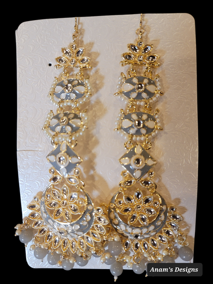 Heavy Kundan Jhumki Set with Saharas