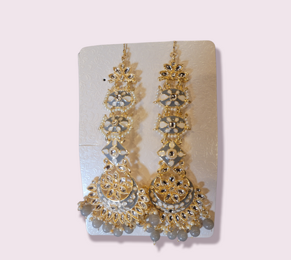 Heavy Kundan Jhumki Set with Saharas