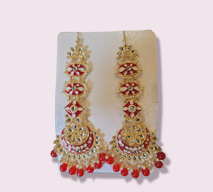 Heavy Kundan Jhumki Set with Saharas