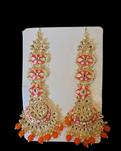 Heavy Kundan Jhumki Set with Saharas