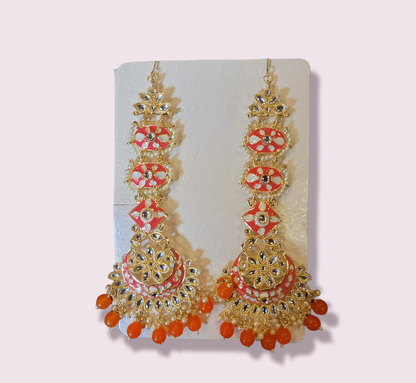 Heavy Kundan Jhumki Set with Saharas