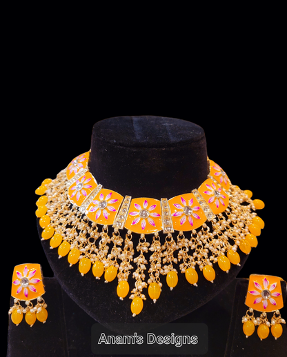 Meenakari Necklace set with Studs