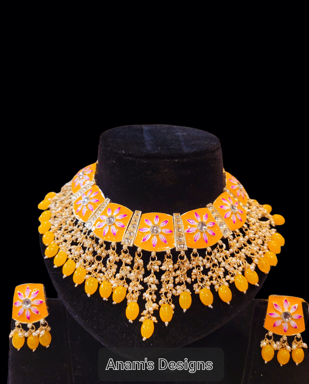 Meenakari Necklace set with Studs