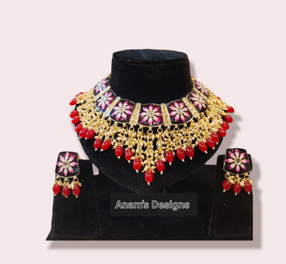 Meenakari Necklace set with Studs