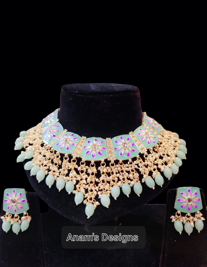 Meenakari Necklace set with Studs