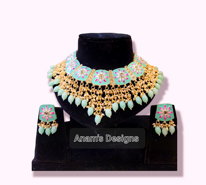 Meenakari Necklace set with Studs