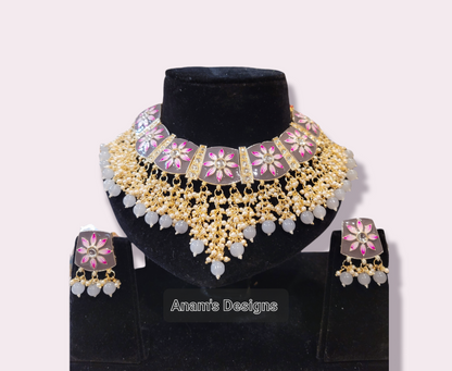 Meenakari Necklace set with Studs