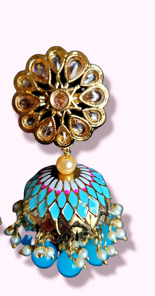 Fancy Meenakari Jhumki Earrings image 3