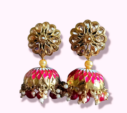 Fancy Meenakari Jhumki Earrings