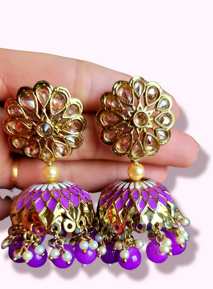 Fancy Meenakari Jhumki Earrings