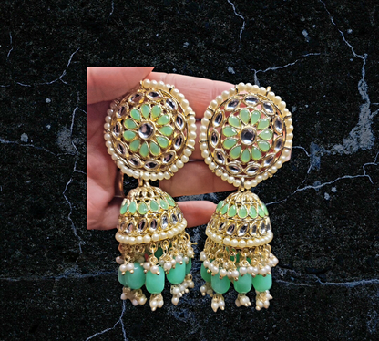 Antique Polki Kundan Jhumki Set