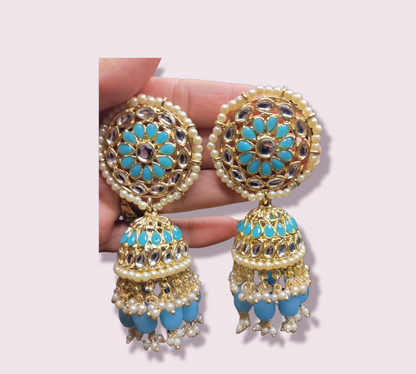 Antique Polki Kundan Jhumki Set