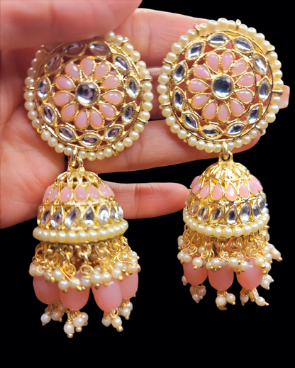 Antique Polki Kundan Jhumki Set