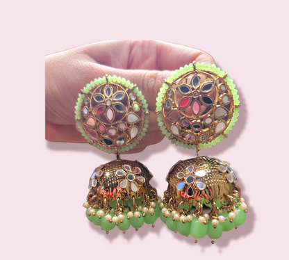 High Quality Mirror Jhumki Earrings (Round)