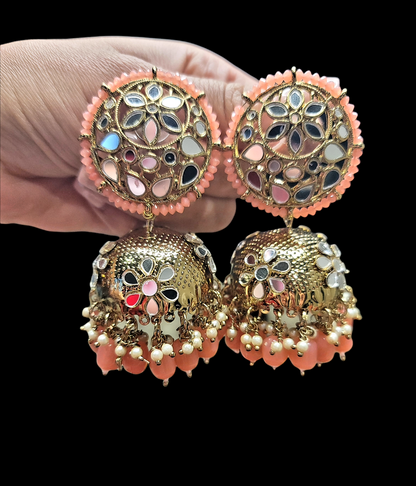 High Quality Mirror Jhumki Earrings (Round)