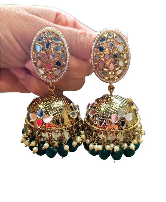 High Quality Mirror Jhumki Earrings (Oval)