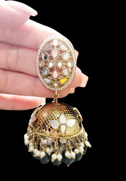 High Quality Mirror Jhumki Earrings (Oval)