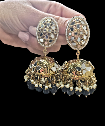 High Quality Mirror Jhumki Earrings (Oval)