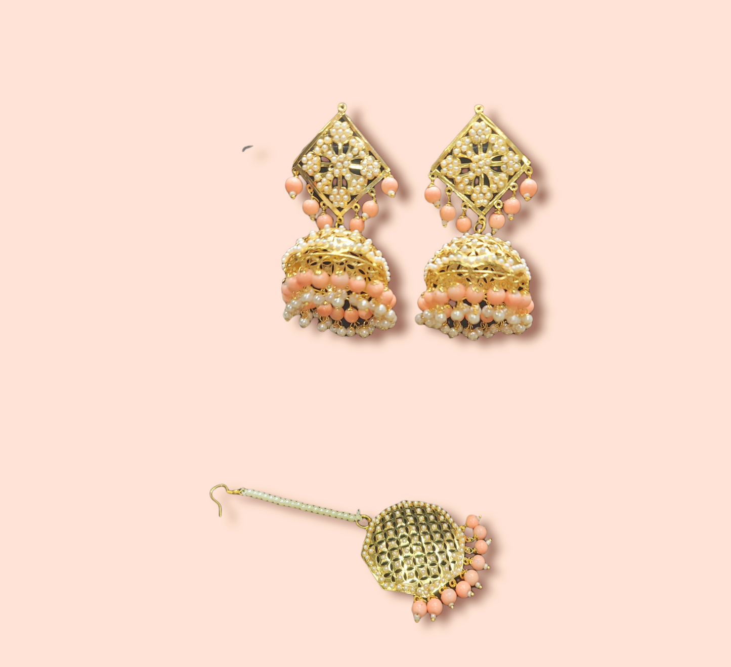 Jadau Pearl Earrings Set (Very Lightweight)