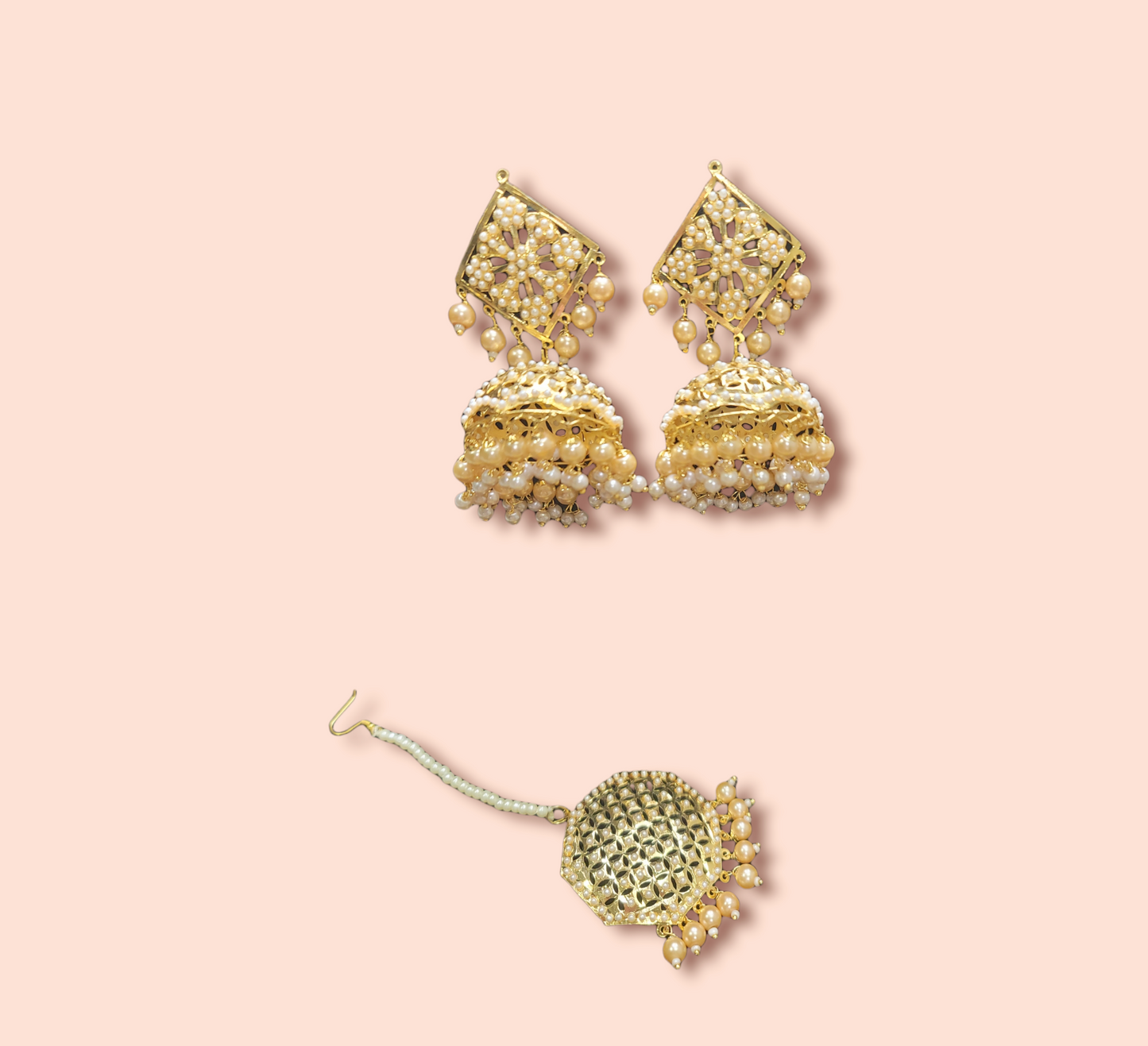 Jadau Pearl Earrings Set (Very Lightweight)