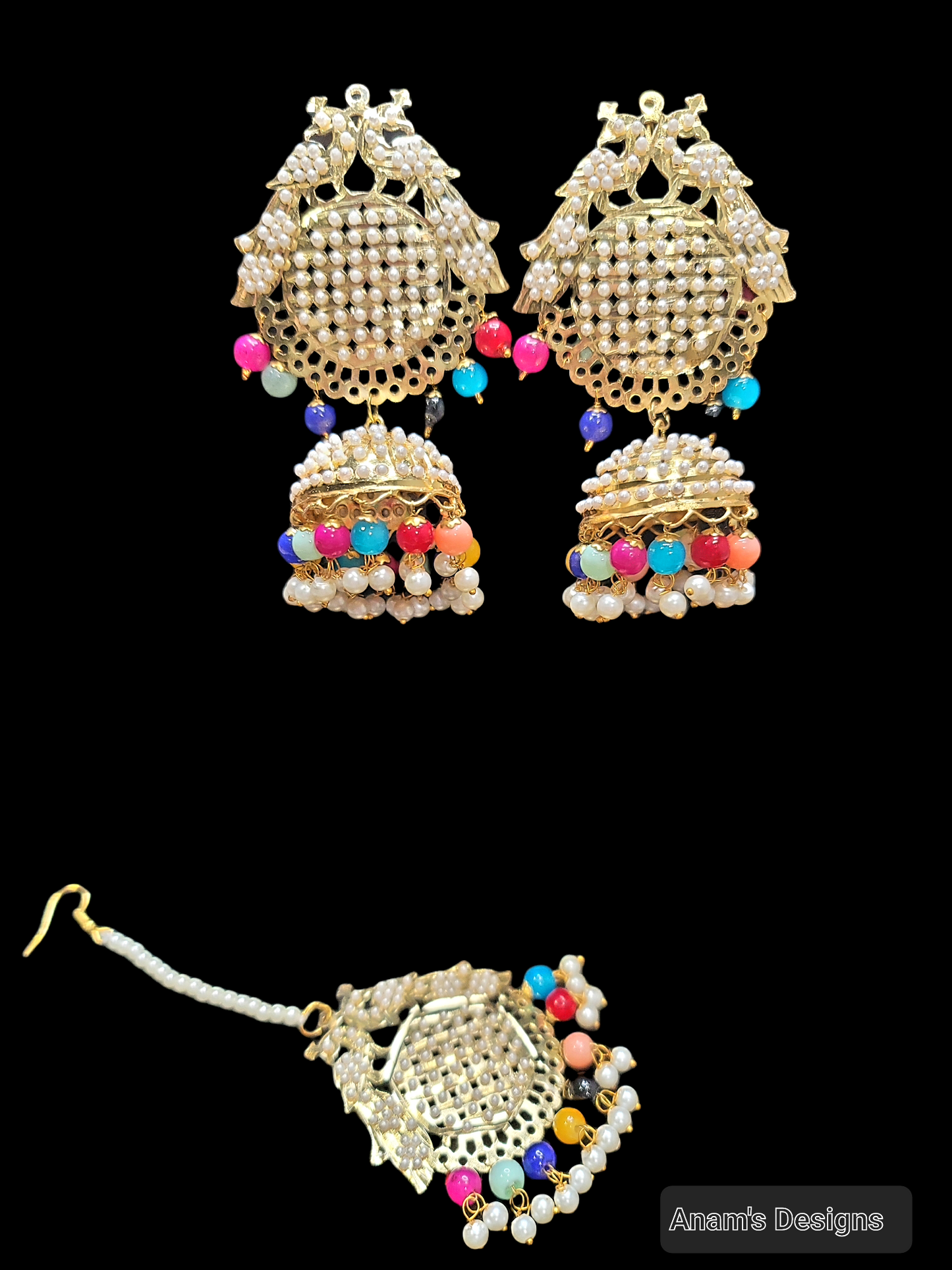 Jadau Pearl Earrings Set (Very Lightweight)