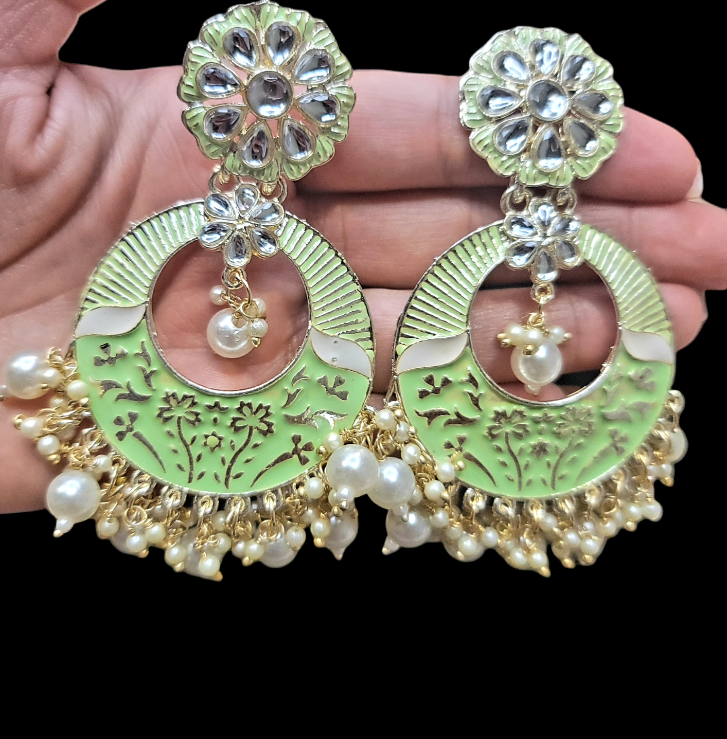 Chandbali Style Meenakari Earrings