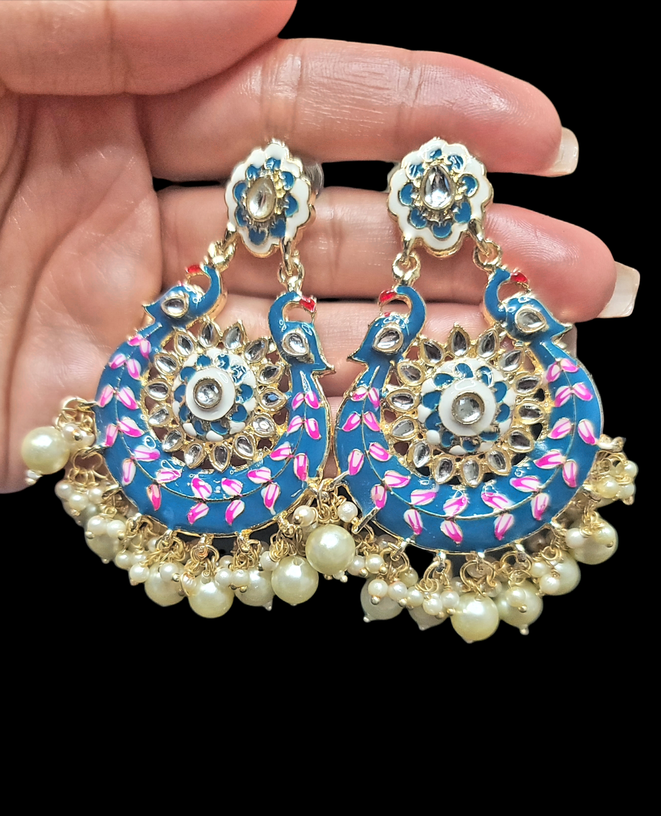 Meenakari Chandbali Earrings