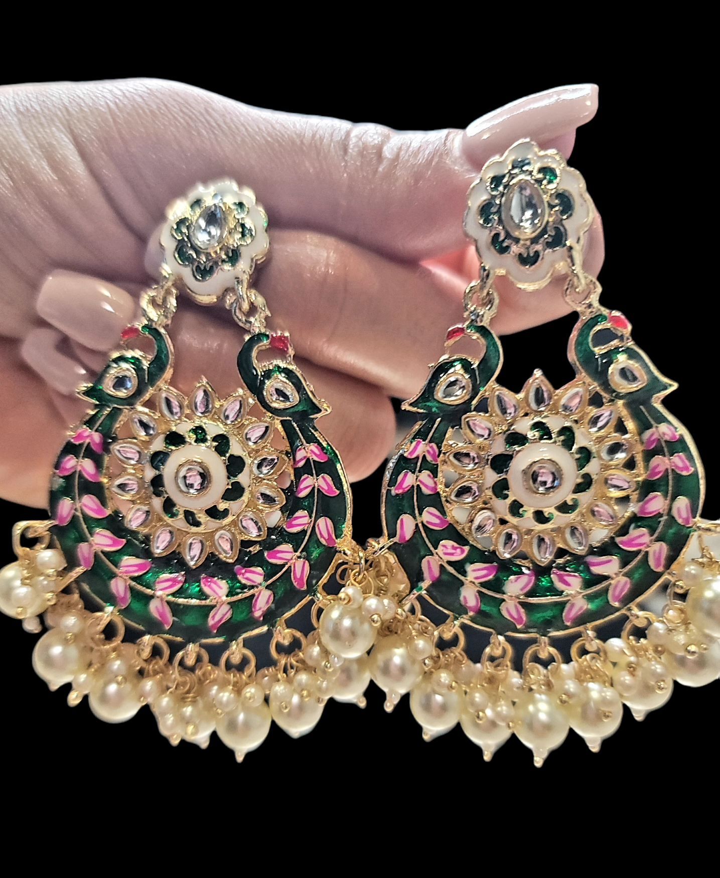 Meenakari Chandbali Earrings